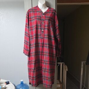 Womens Cozy Plaid Red Nightgown